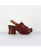 Sandales en Cuir marron - Talon 8 cm