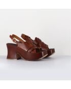 Sandales en Cuir marron - Talon 8 cm