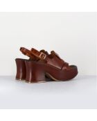 Sandales en Cuir marron - Talon 8 cm