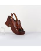 Sandales en Cuir marron - Talon 8 cm