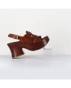 Sandales en Cuir marron - Talon 8 cm
