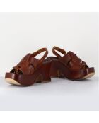 Sandales en Cuir marron - Talon 8 cm