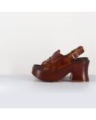 Sandales en Cuir marron - Talon 8 cm