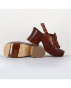 Sandales en Cuir marron - Talon 8 cm