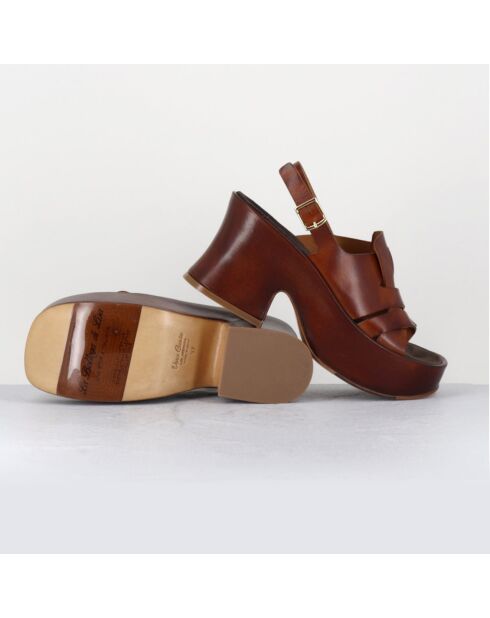 Sandales en Cuir marron - Talon 8 cm