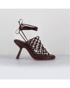 Sandales en Cuir marron - Talon 8 cm
