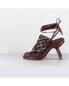Sandales en Cuir marron - Talon 8 cm