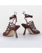 Sandales en Cuir marron - Talon 8 cm