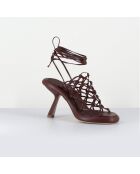 Sandales en Cuir marron - Talon 8 cm
