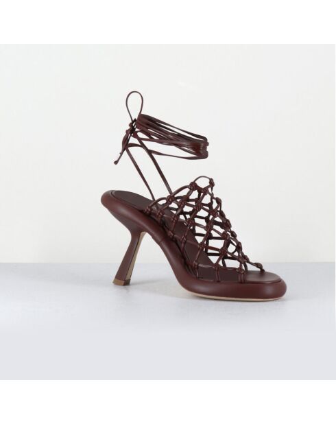 Sandales en Cuir marron - Talon 8 cm