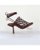 Sandales en Cuir marron - Talon 8 cm