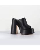 Mules en Cuir Eclair noires - Talon 15 cm