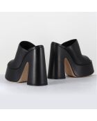 Mules en Cuir Eclair noires - Talon 15 cm