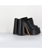 Mules en Cuir Eclair noires - Talon 15 cm