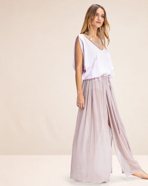 Clara Maxirock aus Leinen und Seide in lila