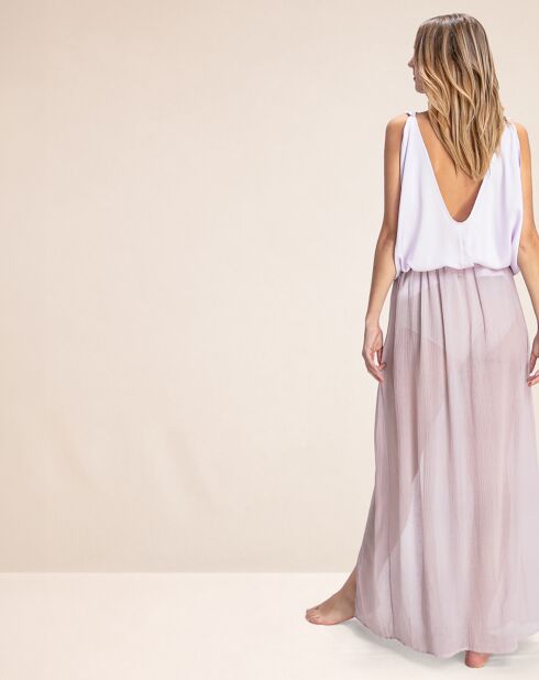 Clara Maxirock aus Leinen und Seide in lila