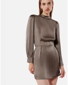 Robe Courte 100% Soie Dune coffee latte
