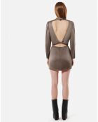 Robe Courte 100% Soie Dune coffee latte