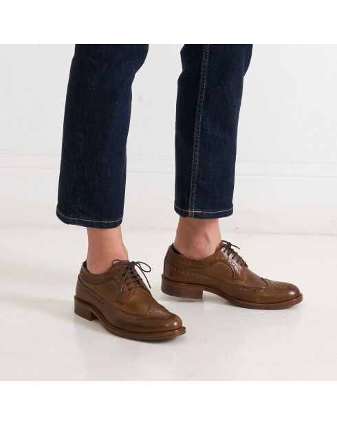 Derbies de cuero caqui con punta larga