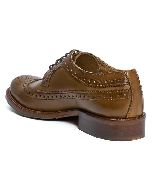 Derbies de cuero caqui con punta larga