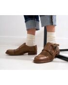 Monk Straight Cap en Cuir kaki