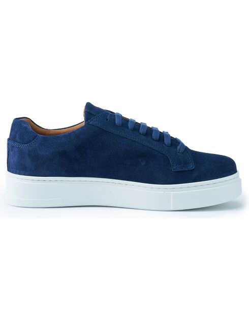 Sneakers Classic Lace-Up en Velours de Cuir marine