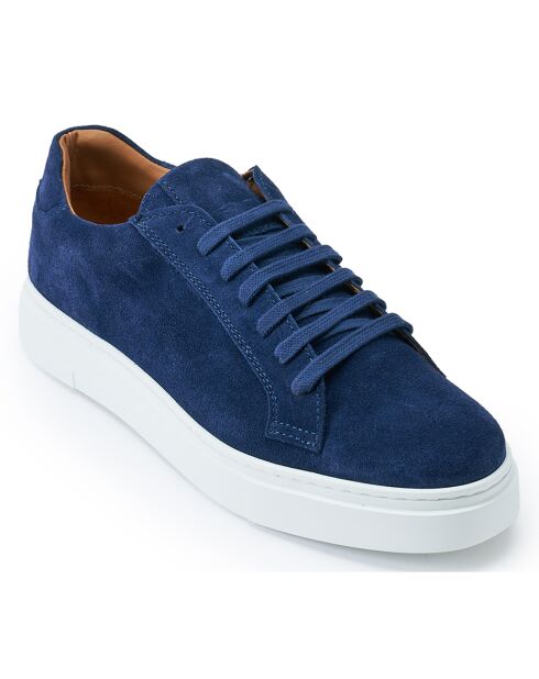 Sneakers Classic Lace-Up en Velours de Cuir marine