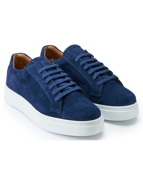 Sneakers Classic Lace-Up en Velours de Cuir marine