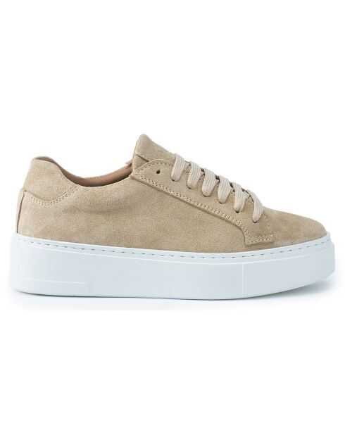 Beige klassieke leren sneakers met veters
