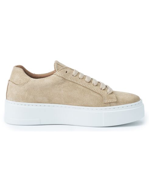 Beige klassieke leren sneakers met veters