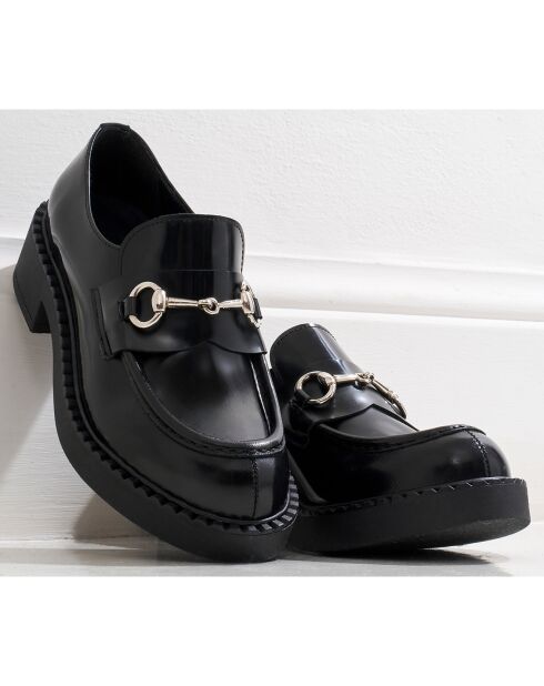 Schwarze Bi-Loafers aus Leder