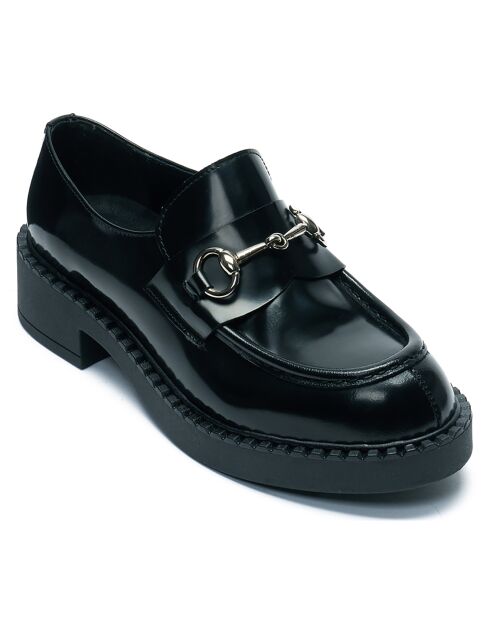 Schwarze Bi-Loafers aus Leder