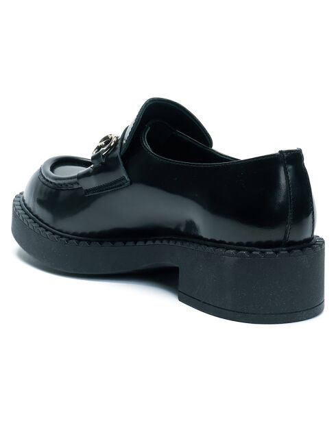 Schwarze Bi-Loafers aus Leder