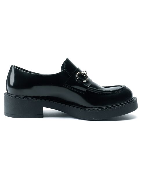 Schwarze Bi-Loafers aus Leder