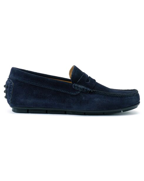 Mocassins Driver en Velours de Cuir marine