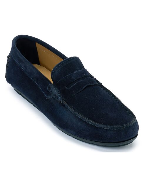 Mocassins Driver en Velours de Cuir marine