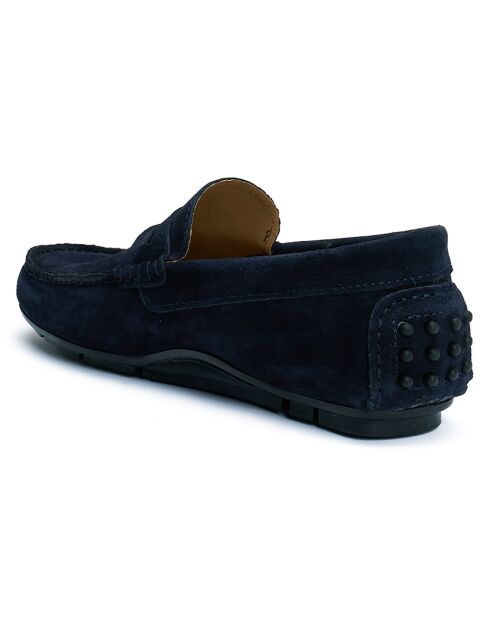 Mocassins Driver en Velours de Cuir marine