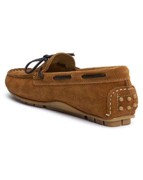 Chauffeursloafers van bruin fluweel