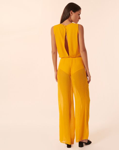 Nicks apricotfarbene Hose aus Leinen und Seide