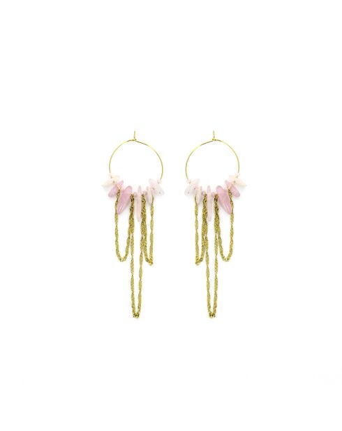 Paires de boucles chaînes NAOMIE  rose, doré