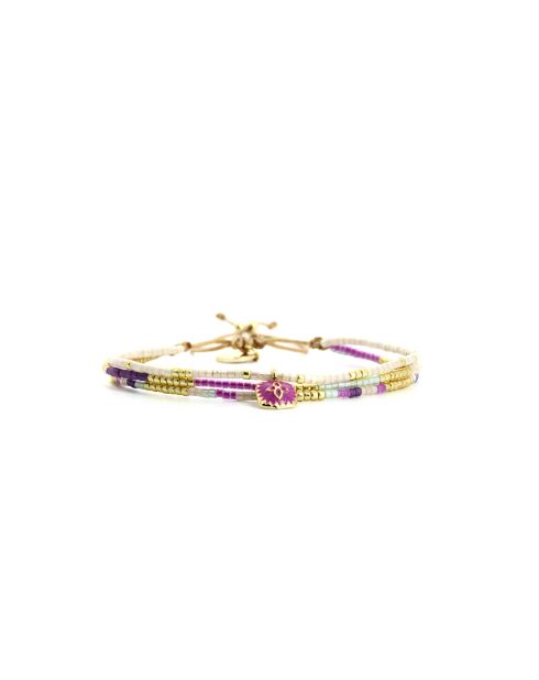 Bracelet Pretty Woman Alma mauve, violet orchidée, vert d'eau, doré
