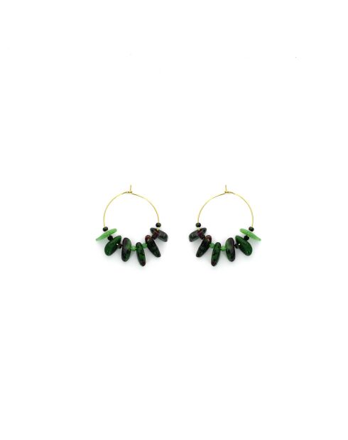 Paires de boucles NAOMIE  vert, doré