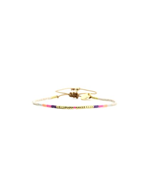 Bracelet Spaggia Rosa Alice mauve, rose fluo, saumon fluo, nacre, doré