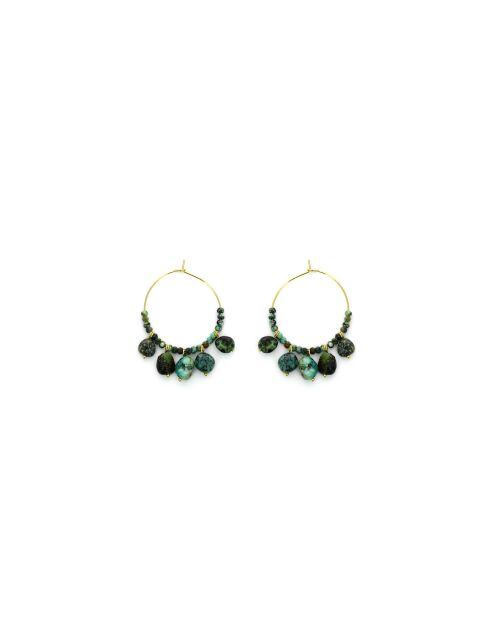 Paires de boucles Louise  turquoise, doré