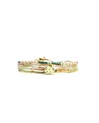 Bracelet Sweet Cactus Fanny vert émeraude, rose pastel, vert d'eau, nacre, doré