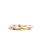 Bracelet Spaggia Rosa Emy mauve, rose fluo, saumon fluo, nacre, doré