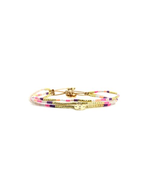 Bracelet Spaggia Rosa Emy mauve, rose fluo, saumon fluo, nacre, doré