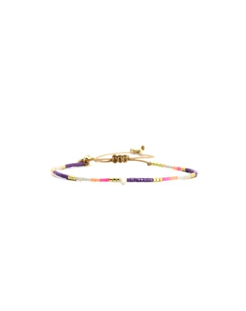 Bracelet Spaggia Rosa Emma mauve, rose fluo, saumon fluo, nacre, doré