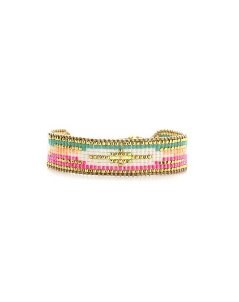 Bracelet Salvador De Bahia Charly rose fluo, corail rosé fluo, vert fluo, doré