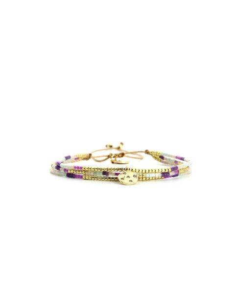Bracelet Pretty Woman Emy mauve, violet orchidée, vert d'eau, doré